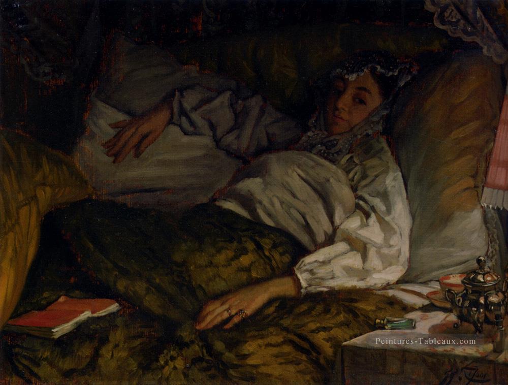 Une dame allongée James Jacques Joseph Tissot Peintures à l'huile